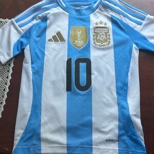 Adidas Authentic Lionel Messi 2022 World Cup Champions Kids Argentina Jersey
